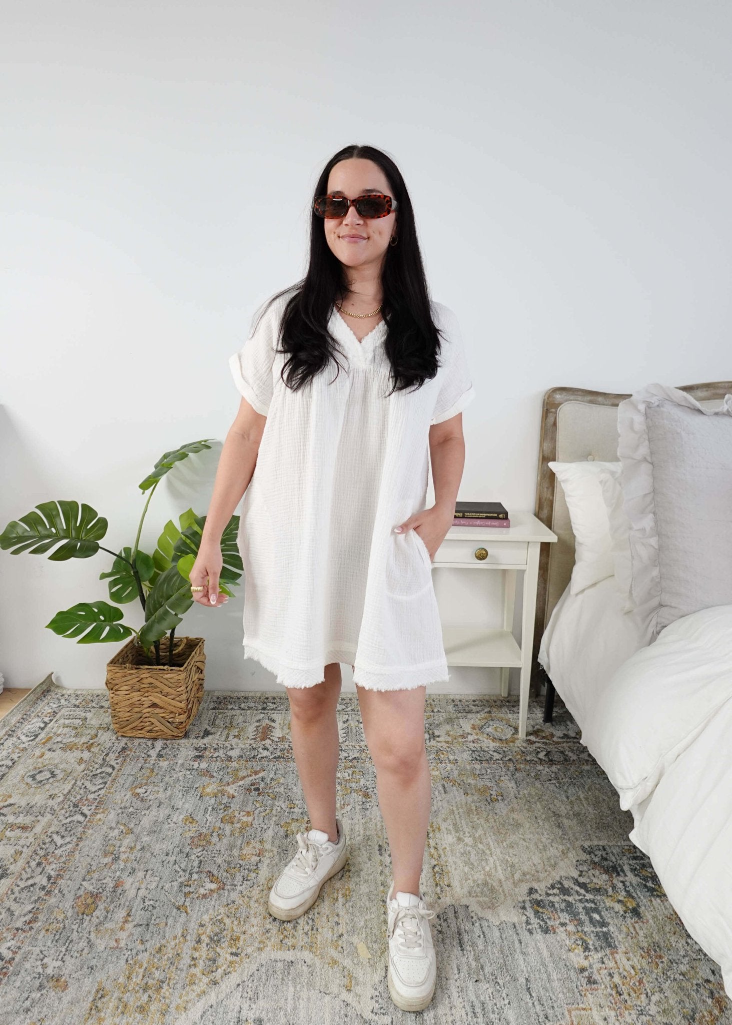 Scarlett Ellie V-Neck Gauze Dress | Lightweight Summer Dress | Cloud Nine Pajamas