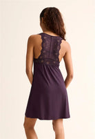 woman's full bust supportive lace nightgown with built in bra in vino burgundy by Fleur't