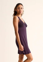 woman's full bust supportive lace nightgown with built in bra in vino burgundy by Fleur't