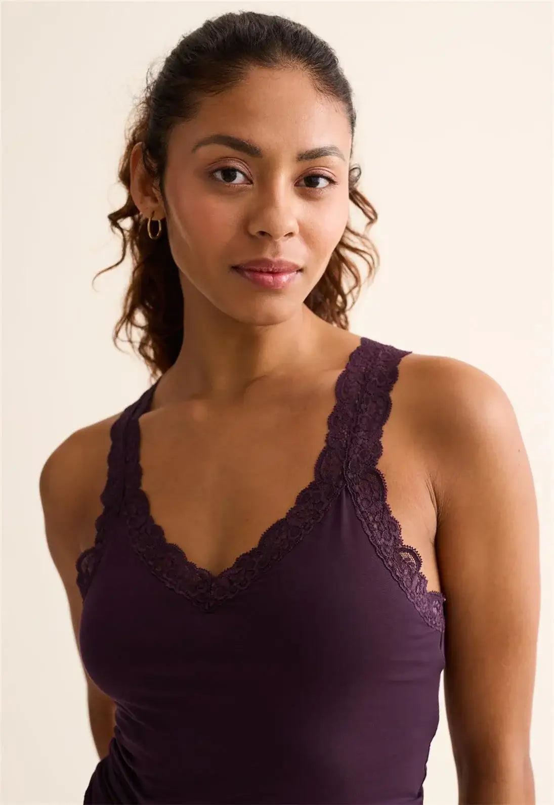 women's full bust support lace cami in modal tencel for layering or sleep, Fleur't