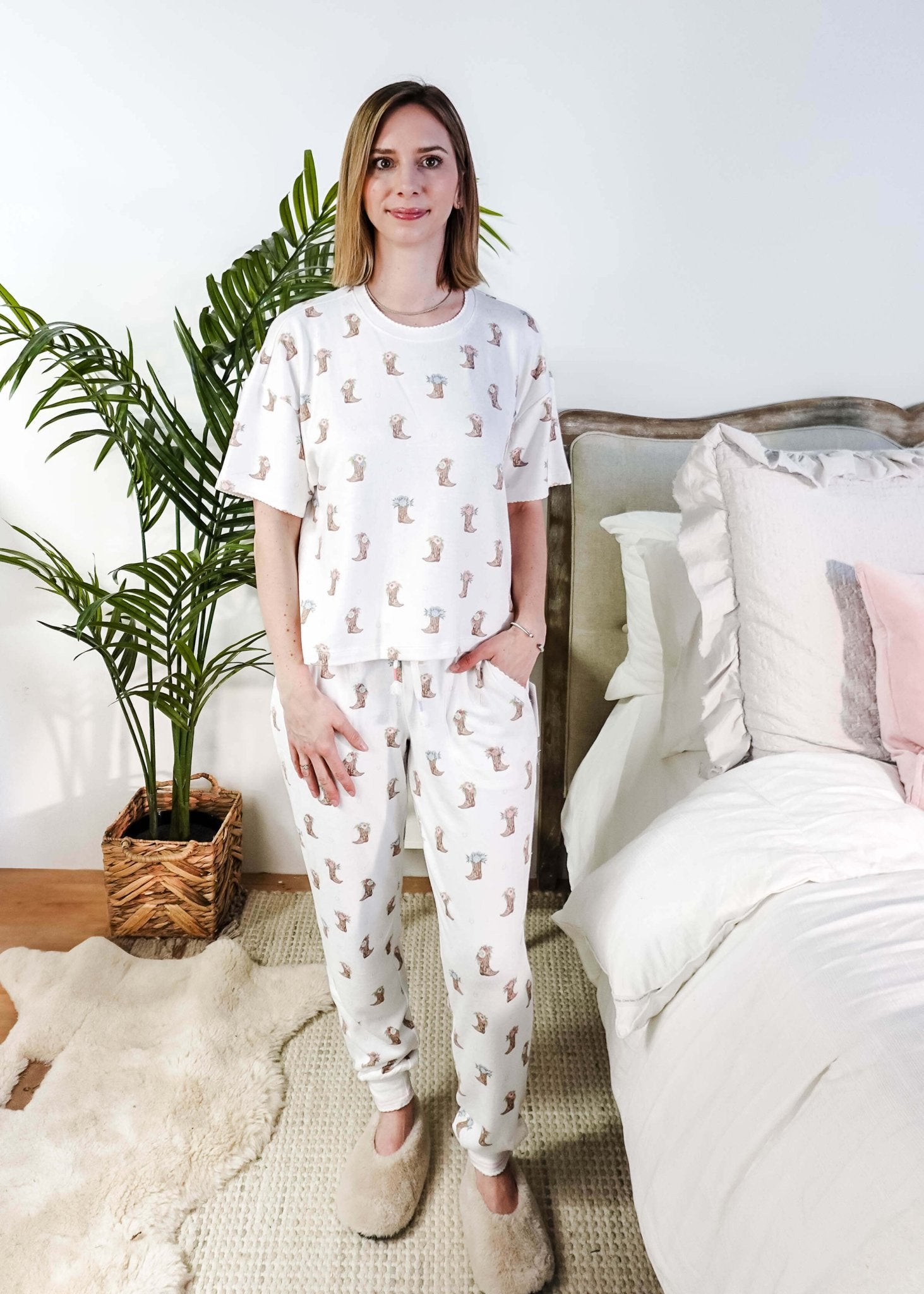Western Blooms Boot Bouquet Peachy Jersey Tee/Jogger Set | PJ Salvage - PJ Salvage - Cloud Nine Pajamas