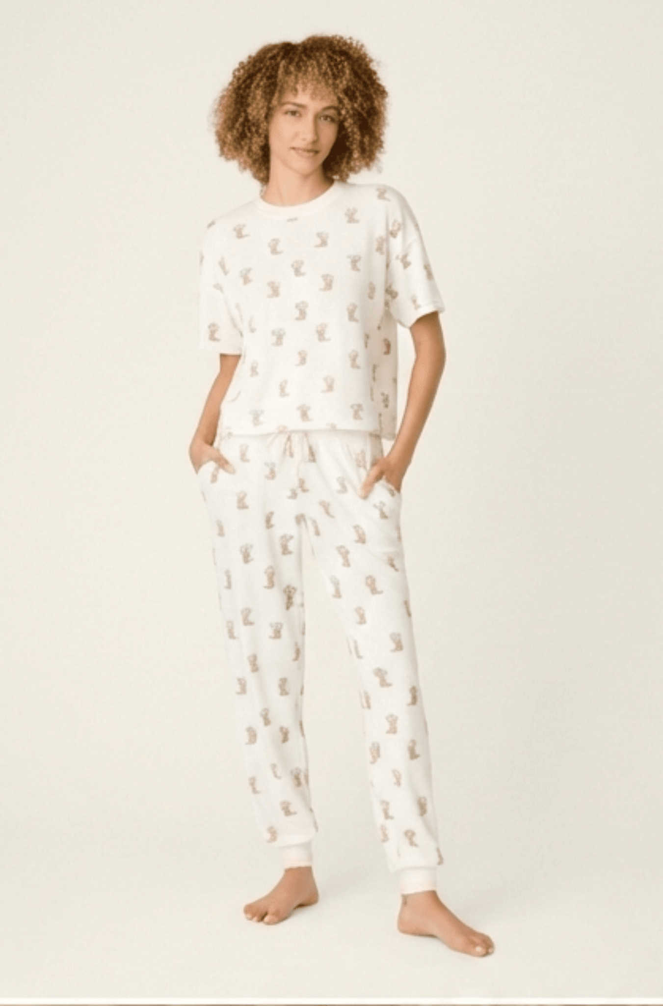Western Blooms Boot Bouquet Peachy Jersey Tee/Jogger Set from PJ Salvage in a cozy setting.