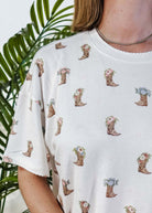 Western Blooms Boot Bouquet Peachy Jersey Tee/Jogger Set | PJ Salvage - PJ Salvage - Cloud Nine Pajamas
