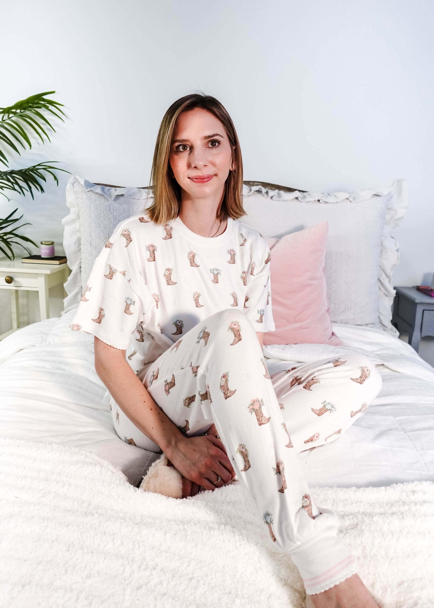 Western Blooms Boot Bouquet Peachy Jersey Tee/Jogger Set | PJ Salvage - PJ Salvage - Cloud Nine Pajamas