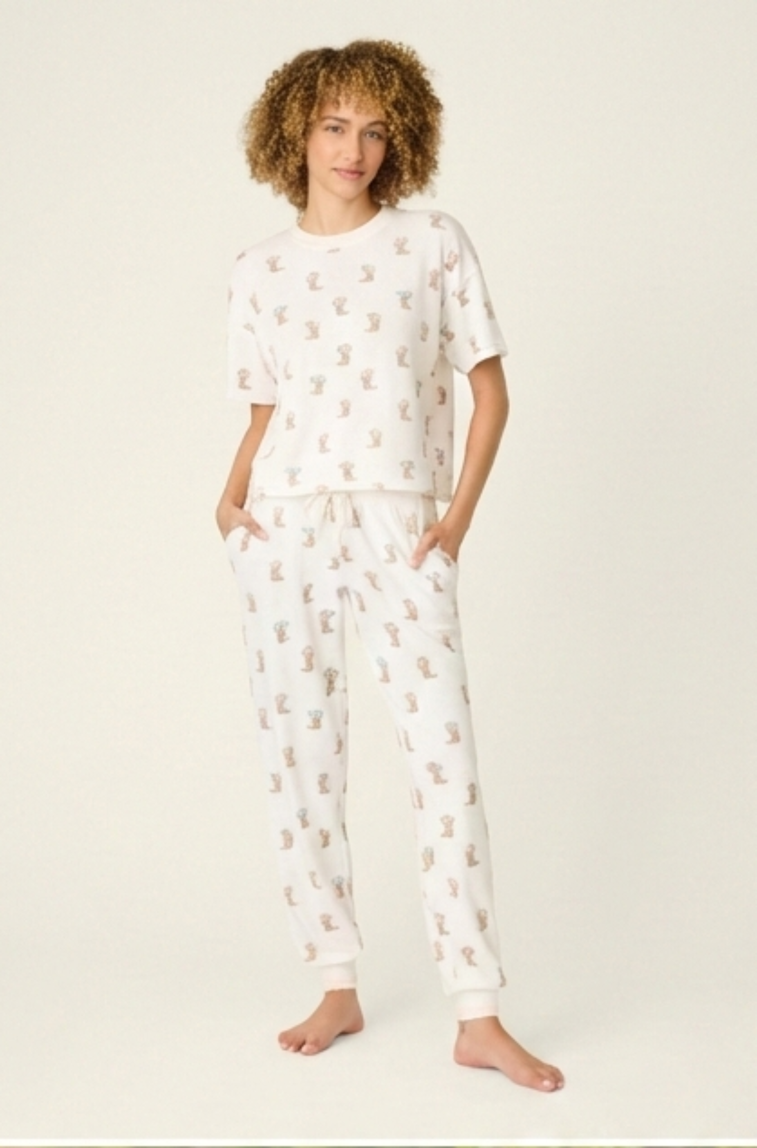 Western Blooms Boot Bouquet Peachy Jersey Tee/Jogger Set from PJ Salvage in a cozy setting.