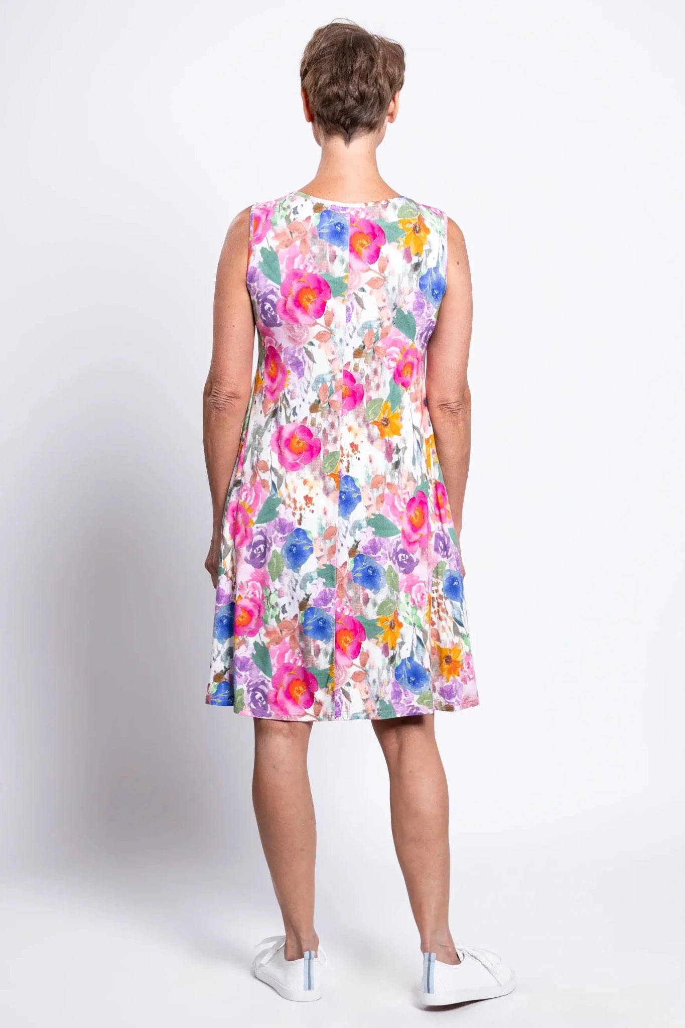 Willow Bamboo Dress – Pink Bouquet Floral Knee - Length Dress with Pockets - Blue Sky Clothing Co - Cloud Nine Pajamas
