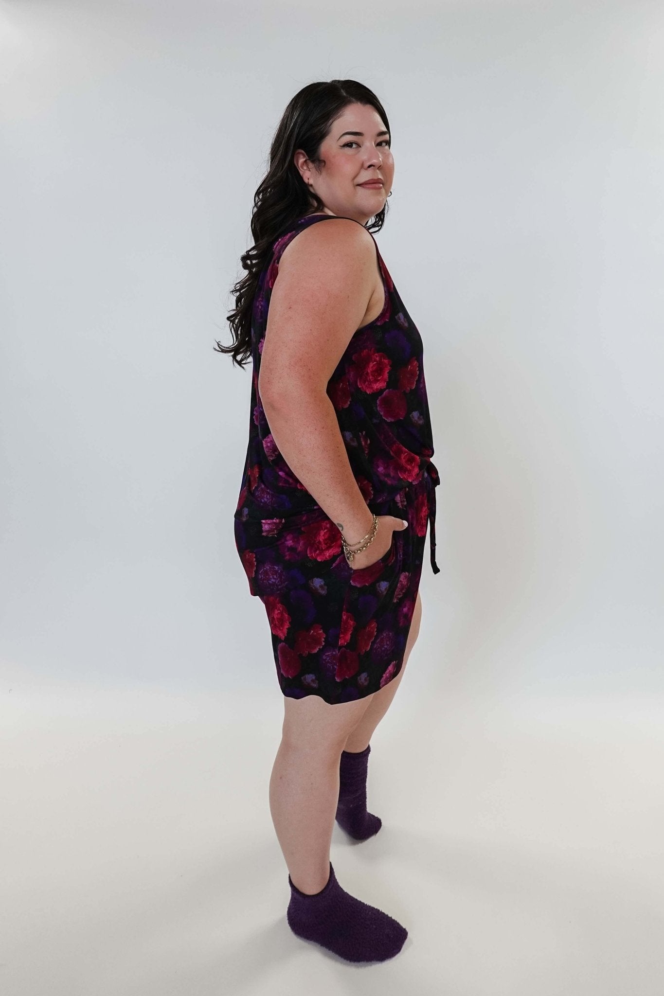 Winter Blossom Print Tank & Short PJ Set Bamboo women's purple floral bamboo tank and short pj set GEORGIA RYLAN