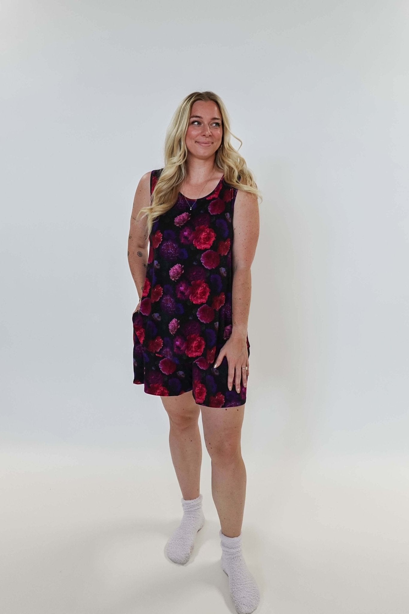 Winter Blossom Print Tank & Short PJ Set Bamboo women's purple floral bamboo tank and short pj set GEORGIA RYLAN