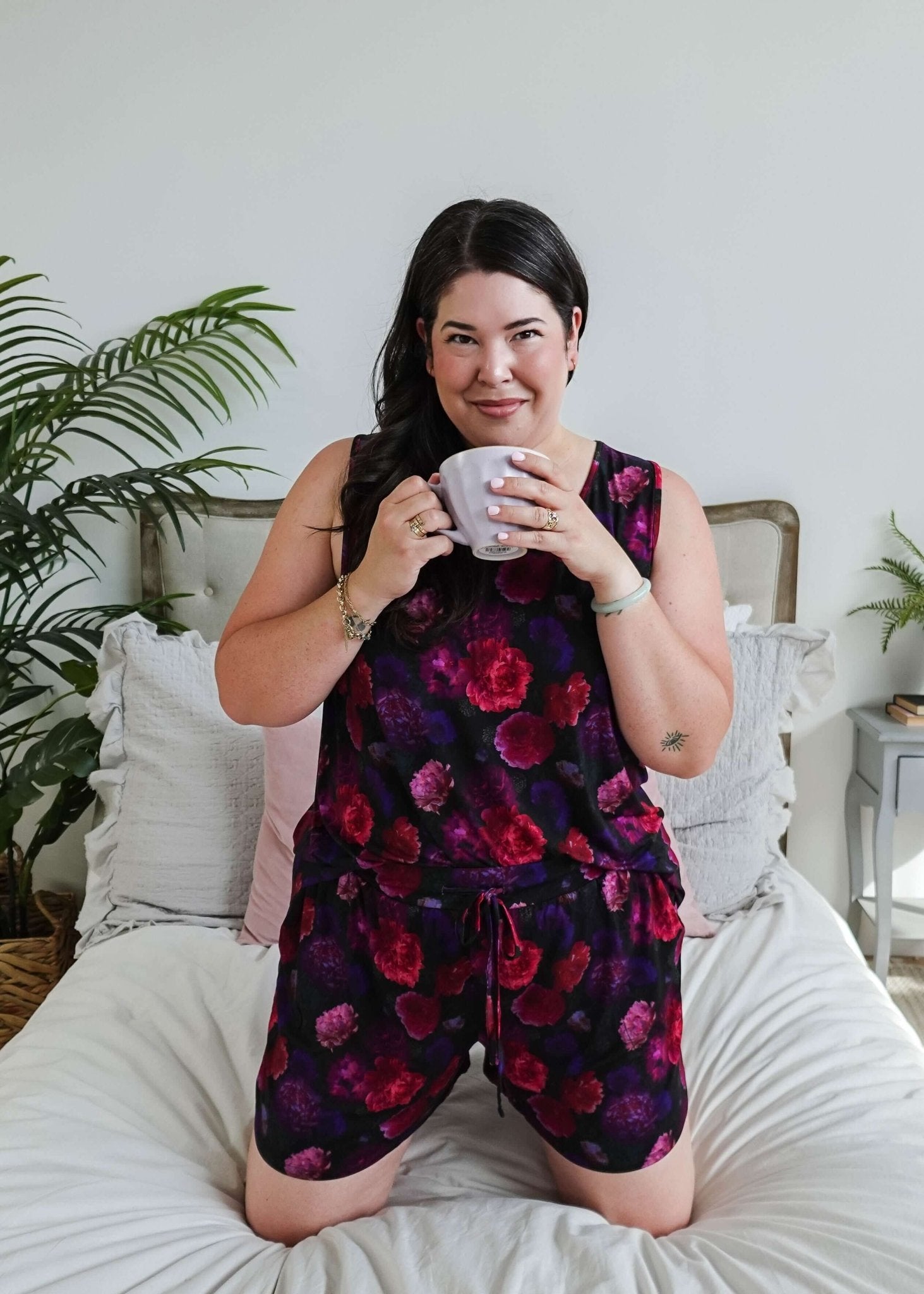 Winter Blossom Print Tank & Short PJ Set Bamboo women's purple floral bamboo tank and short pj set GEORGIA RYLAN