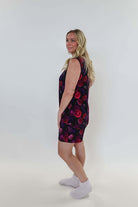 Winter Blossom Print Tank & Short PJ Set Bamboo showing side view