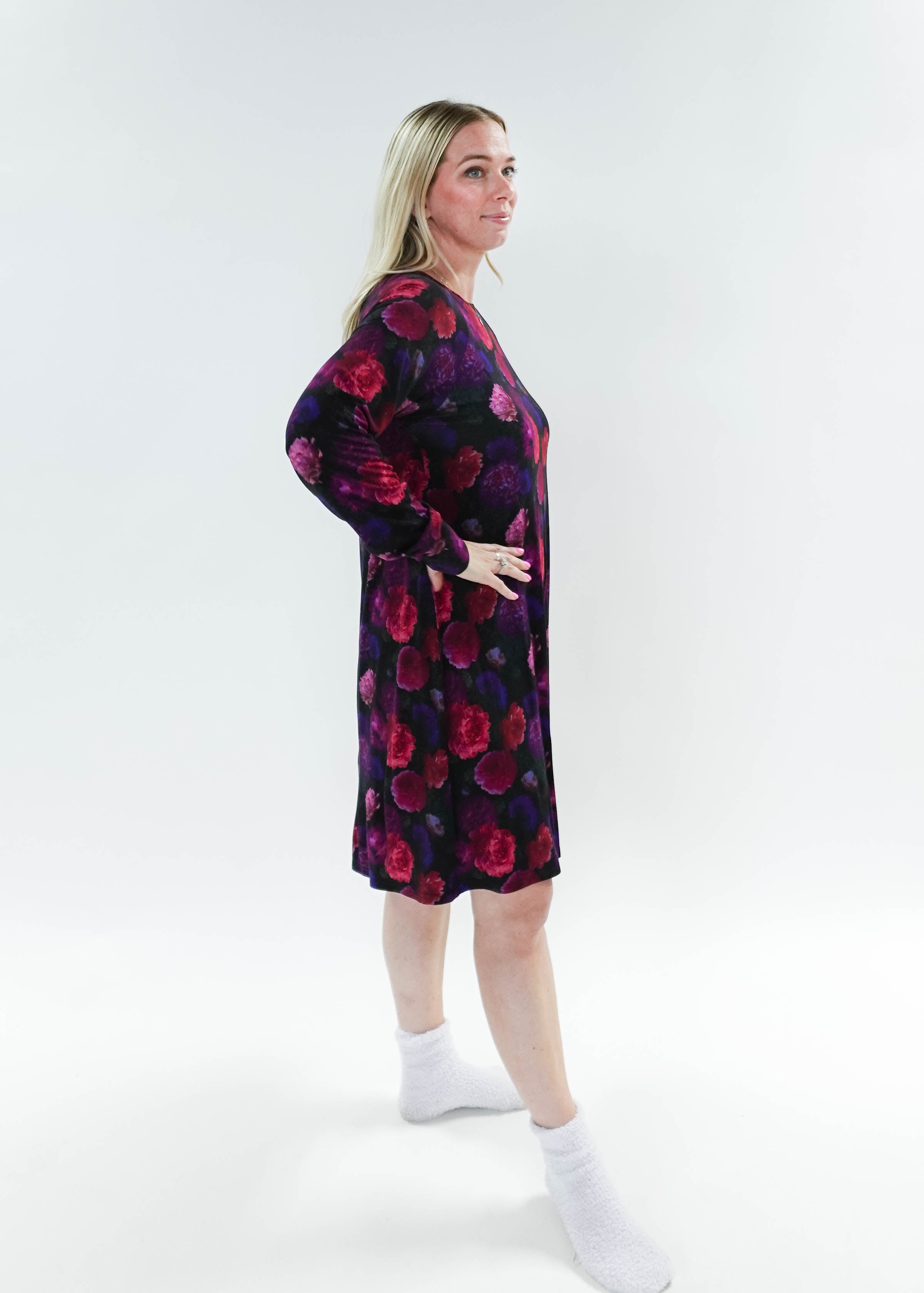 Winter Blossom Long Sleeve Bamboo Nightshirt | GEORGIA RYLAN