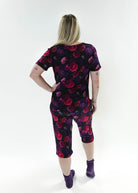 Winter Blossom Print Tee & Capri Bamboo PJ Set model shows back view