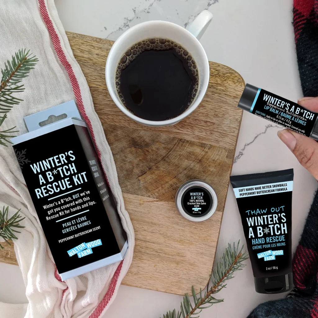 Walton Wood Farm Winter's a B*tch Rescue Kit contents — Cloud Nine Pajamas Edmonton