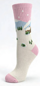 PJ Salvage Winter Village Crew Socks product shot — Cloud Nine Pajamas Edmonton