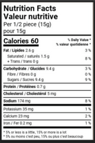 all-groups Nutrition facts label for a food product in both English and French for Salted. Winter Whimsy Collection of 4 pieces salted caramels. 