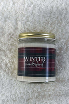 Winter Wonderland Candle - Cranberry Cinnamon Cedar Scent - Plaid print in a glass jar