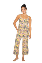 Model wearing Cami & High Waist Capri PJ Set in a floral print, showcasing stylish sleepwear for comfort and elegance.