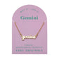 Zodiac Script Necklace in 14K Plated Gold featuring the Gemini astrological sign