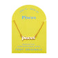 Zodiac Script Necklace in 14K Plated Gold featuring the Pisces astrological sign on a bright yellow display card.